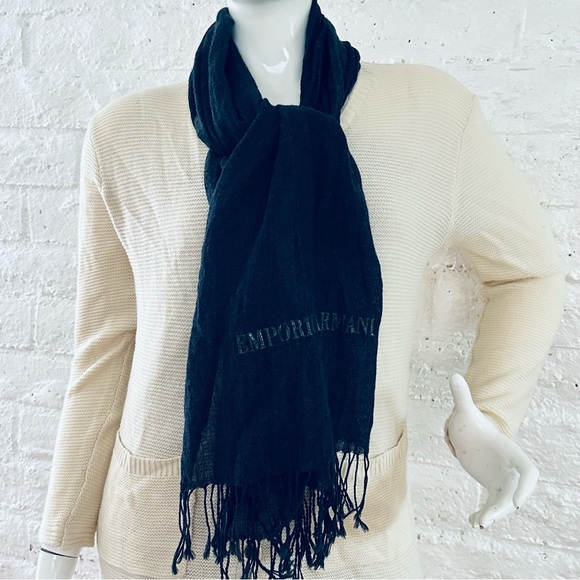 Emporio Armani laine Unisex scarf dark gray - Picture 2 of 7